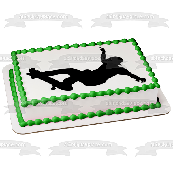 A Man Skateboarding Silhouette Edible Cake Topper Image ABPID55668