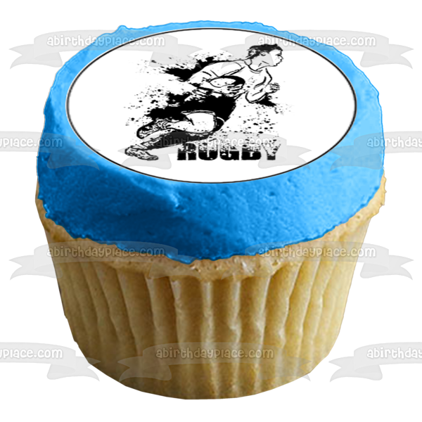 Rugby Action Shot Silhouette Edible Cupcake Topper Images ABPID55746