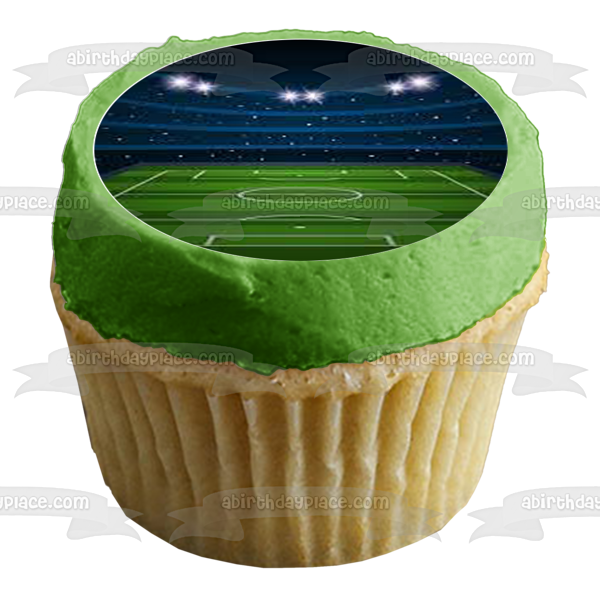 Football Field and Spotlights Edible Cupcake Topper Images ABPID55749