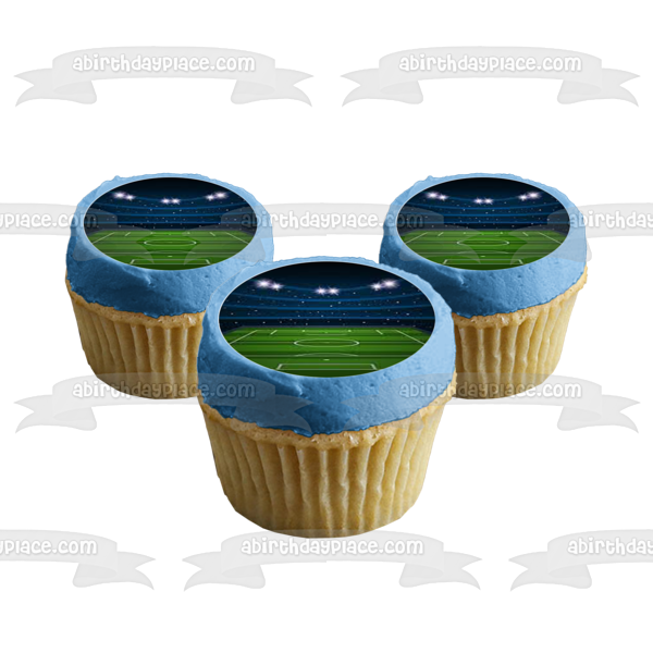 Football Field and Spotlights Edible Cupcake Topper Images ABPID55750