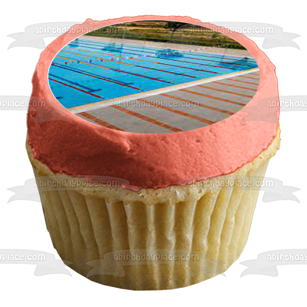 Imágenes de decoración comestible para cupcakes de piscina con carriles ABPID55751 