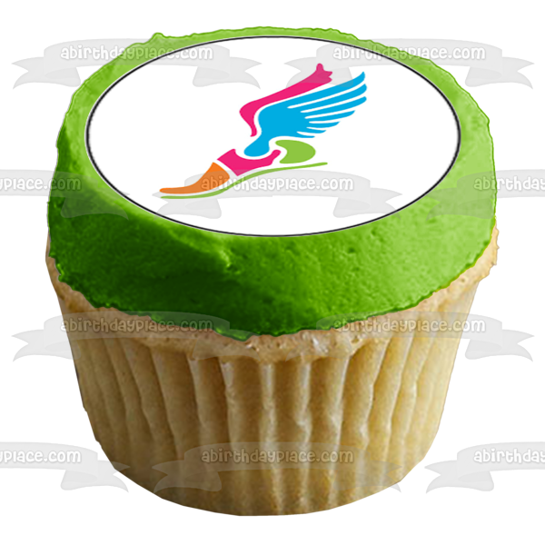 Winged Shoe Runner Track and Field Edible Cupcake Topper Images ABPID55760