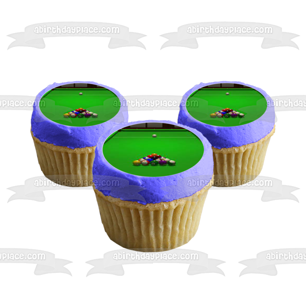 Pool Table and Balls Edible Cupcake Topper Images ABPID55741