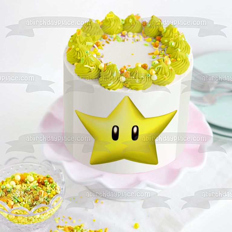 Imagen comestible para decoración de tarta de Super Mario Brothers Starman ABPID12028 