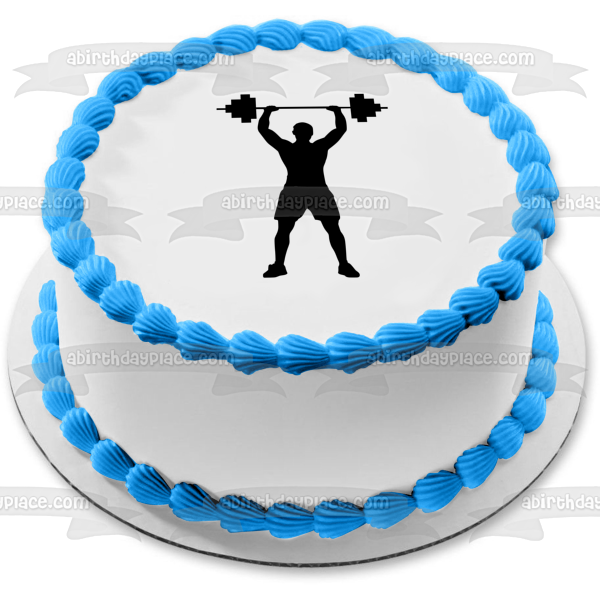 Weight Lifting Competition Body Building Silhouette Edible Cake Topper Image ABPID55926