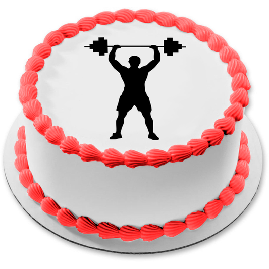 Weight Lifting Competition Body Building Silhouette Edible Cake Topper Image ABPID55926