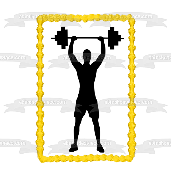 Weight Lifting Competition Body Building Silhouette Edible Cake Topper Image ABPID55926