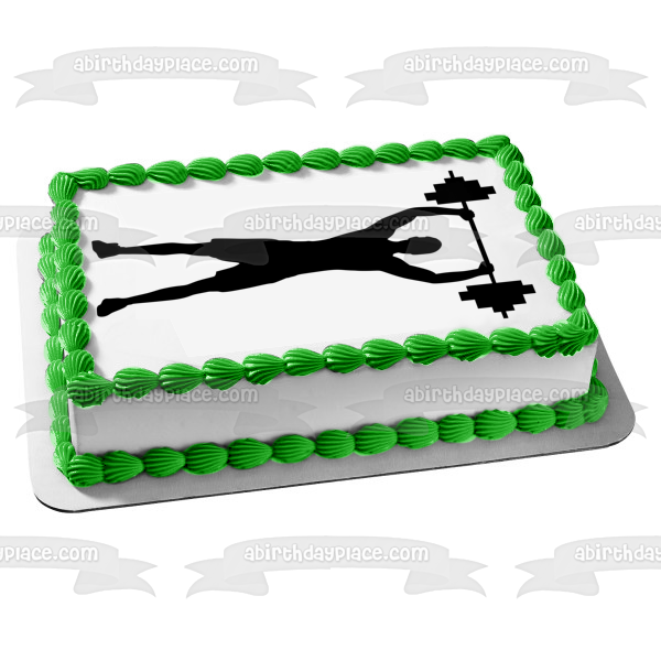 Weight Lifting Competition Body Building Silhouette Edible Cake Topper Image ABPID55926