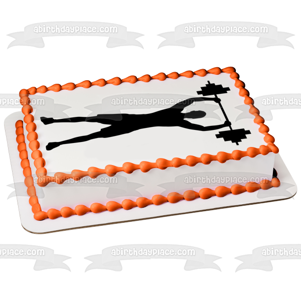 Weight Lifting Competition Body Building Silhouette Edible Cake Topper Image ABPID55926