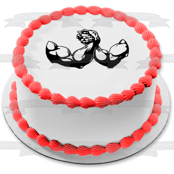 Arm Wrestling Cartoon Illustration Silhouette Edible Cake Topper Image ABPID55821