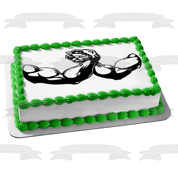Arm Wrestling Cartoon Illustration Silhouette Edible Cake Topper Image ABPID55821