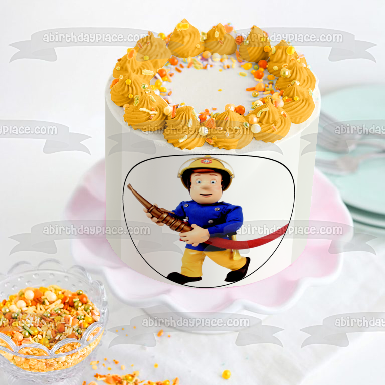 Fireman Sam Fire Hose Edible Cake Topper Image ABPID12068