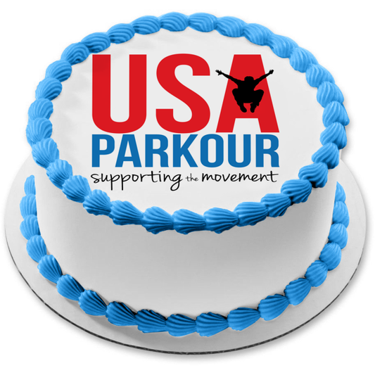 USA Parkour Premier Parkour Insurance Supporting the Movement Logo Edible Cake Topper Image ABPID55938