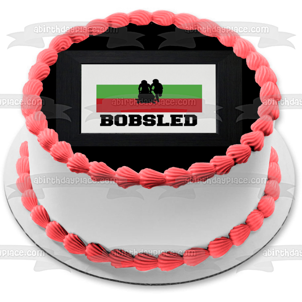 Decoración comestible para tarta con silueta del equipo de bobsled de deportes de invierno, imagen ABPID55833 