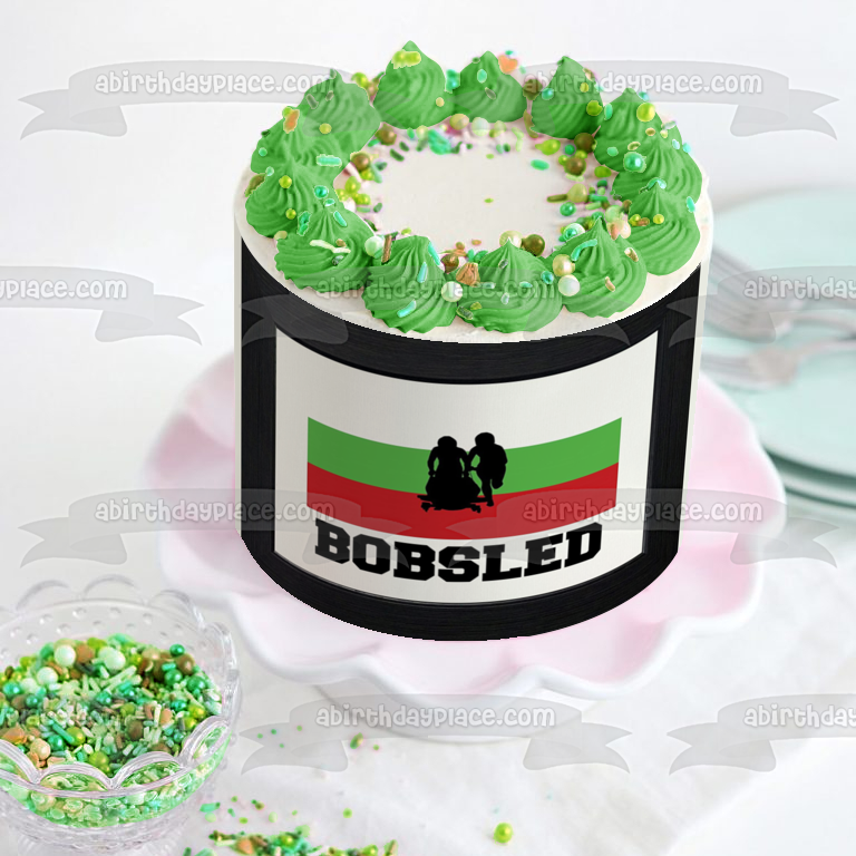 Decoración comestible para tarta con silueta del equipo de bobsled de deportes de invierno, imagen ABPID55833 