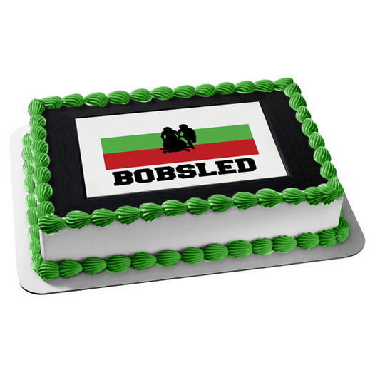 Decoración comestible para tarta con silueta del equipo de bobsled de deportes de invierno, imagen ABPID55833 