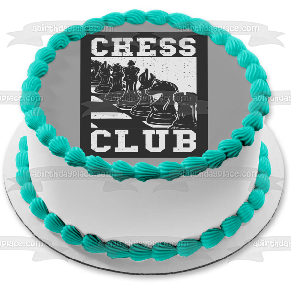 Vintage Chess Club Juego negro de piezas de ajedrez Adorno comestible para tarta Imagen ABPID55942 