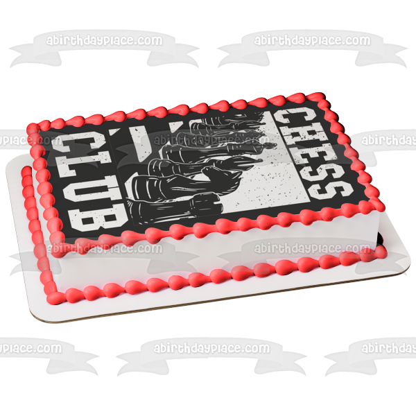 Vintage Chess Club Juego negro de piezas de ajedrez Adorno comestible para tarta Imagen ABPID55942 