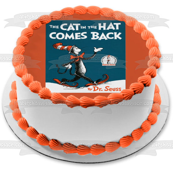 Dr. Seuss The Cat in the Hat Comes Back Book Cover Edible Cake Topper Image ABPID11881