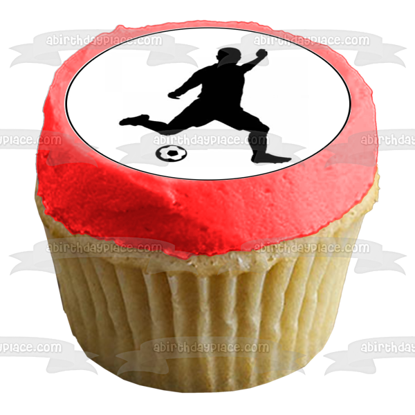 Imágenes de decoración comestible para cupcakes con silueta de patada de fútbol de hombre ABPID55945 