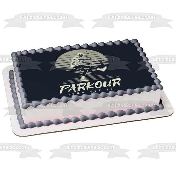 Imagen de decoración comestible para tarta clásica clásica de Parkour Jump Off It ABPID55946 