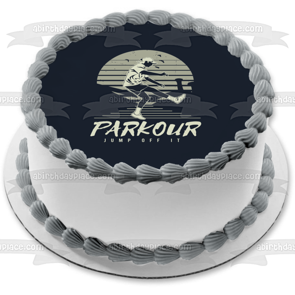 Imagen de decoración comestible para tarta clásica clásica de Parkour Jump Off It ABPID55946 