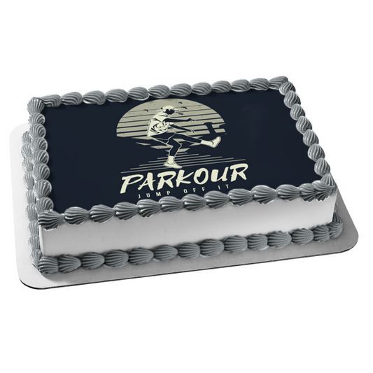 Imagen de decoración comestible para tarta clásica clásica de Parkour Jump Off It ABPID55946 