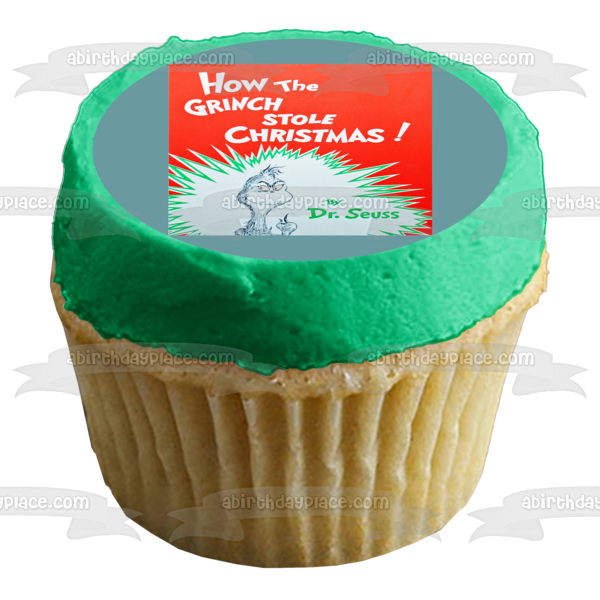 Dr. Seuss How the Grinch Stole Christmas Book Cover Edible Cake Topper Image ABPID11889