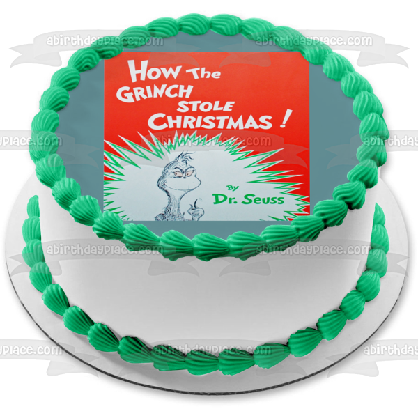 Dr. Seuss How the Grinch Stole Christmas Book Cover Edible Cake Topper Image ABPID11889