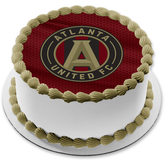 Atlanta United FC Logo Red Jersey Background Edible Cake Topper Image ABPID55848