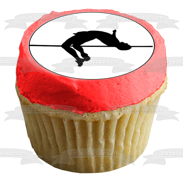 Gymnastics High Jump Sport Silhouette Edible Cupcake Topper Images ABPID55853