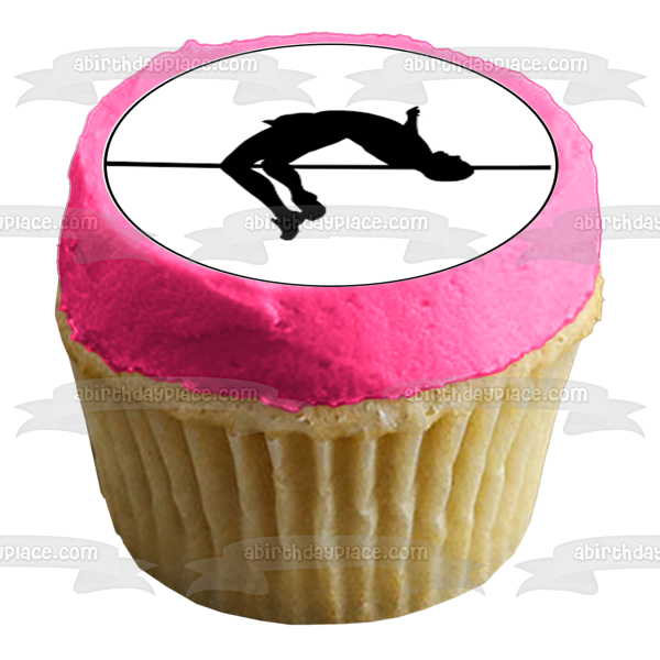 Gymnastics High Jump Sport Silhouette Edible Cupcake Topper Images ABPID55853