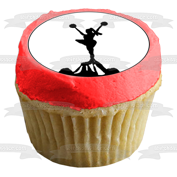 Cheerleading Tower Pyramid Action Silhouette Edible Cupcake Topper Images ABPID55860