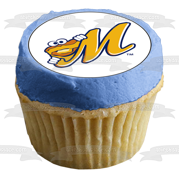 Imágenes decorativas comestibles para cupcakes con el logotipo de béisbol de la liga menor de Montgomery Biscuits ABPID55973 