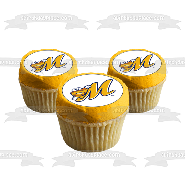 Imágenes decorativas comestibles para cupcakes con el logotipo de béisbol de la liga menor de Montgomery Biscuits ABPID55973 