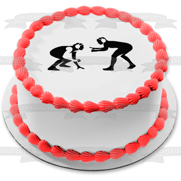 Wrestling Competitive Sport Silhouette Edible Cake Topper Image ABPID55974