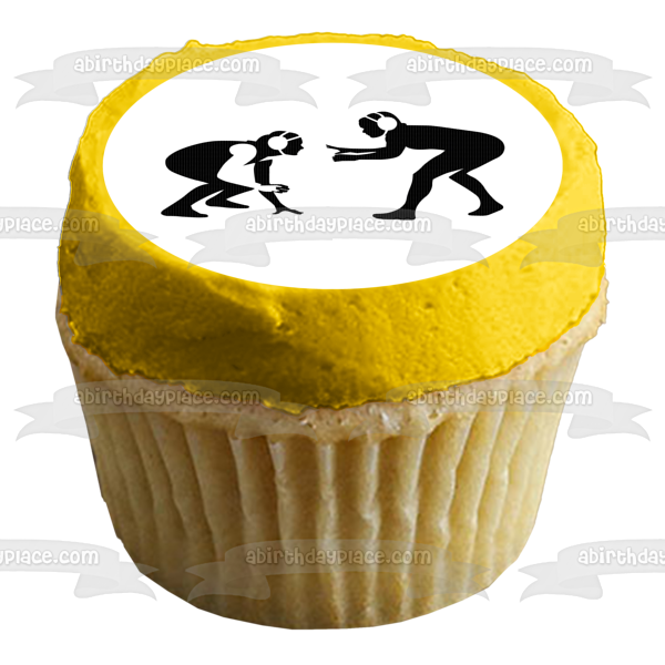 Wrestling Competitive Sport Silhouette Edible Cake Topper Image ABPID55974