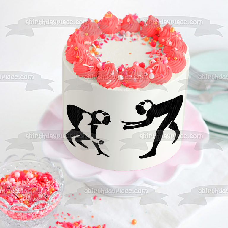 Wrestling Competitive Sport Silhouette Edible Cake Topper Image ABPID55974