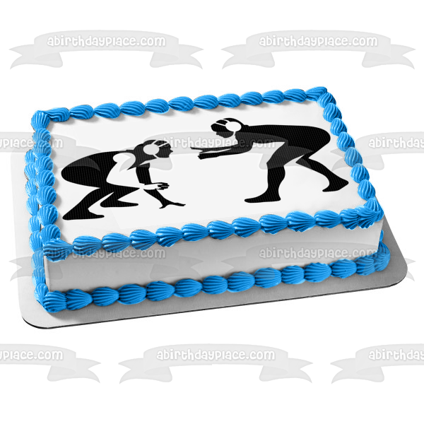 Wrestling Competitive Sport Silhouette Edible Cake Topper Image ABPID55974