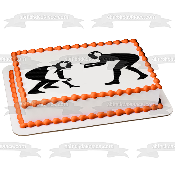 Wrestling Competitive Sport Silhouette Edible Cake Topper Image ABPID55974