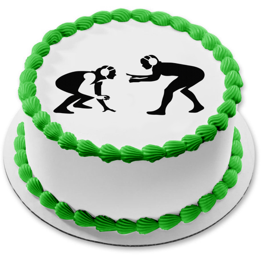 Imagen de decoración comestible para tarta con silueta de deporte competitivo de lucha libre ABPID55974 