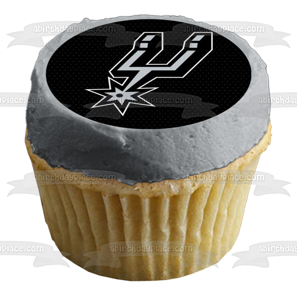 San Antonio Spurs Logo Black Jersey Background Edible Cake Topper Image ABPID55884