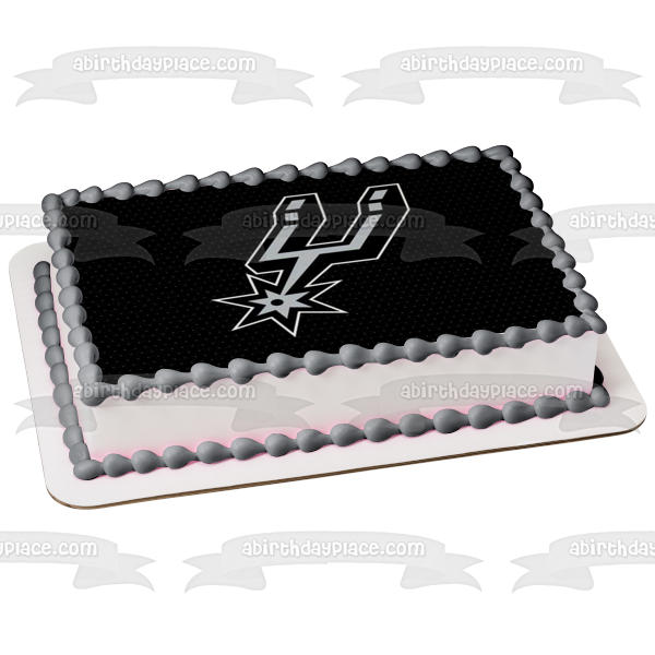 San Antonio Spurs Logo Black Jersey Background Edible Cake Topper Image ABPID55884