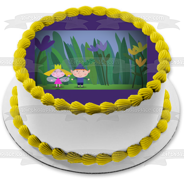 Adorno comestible para tarta con flores del pequeño reino de Ben y Holly, imagen ABPID11972 