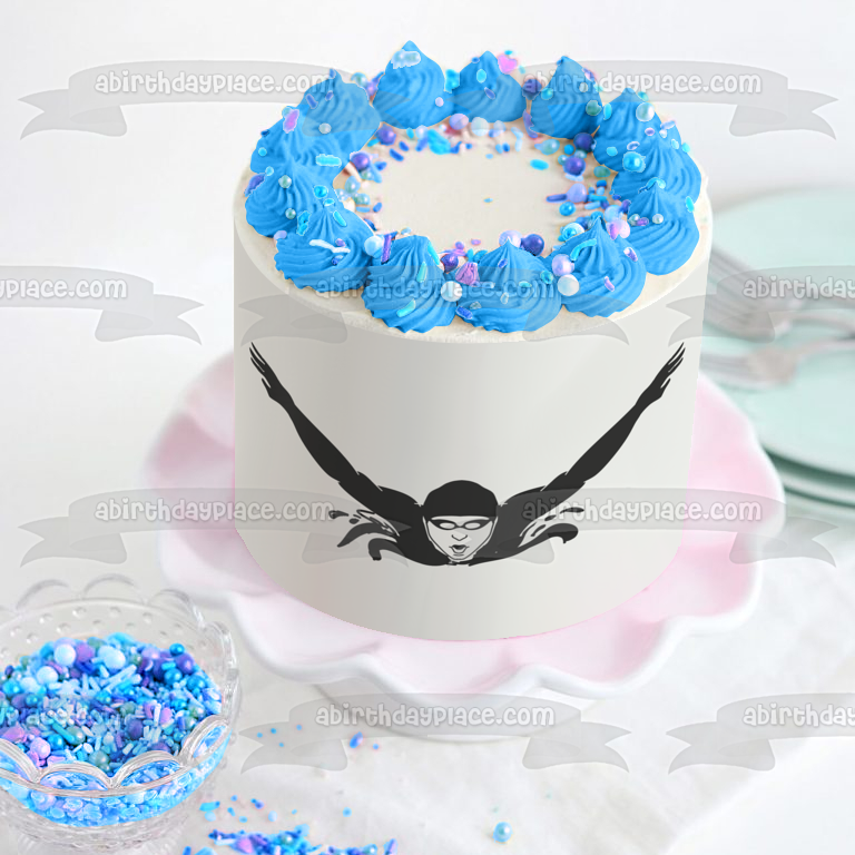 Competitive or Hobby Swimming Silhouette Edible Cake Topper Image ABPID55887