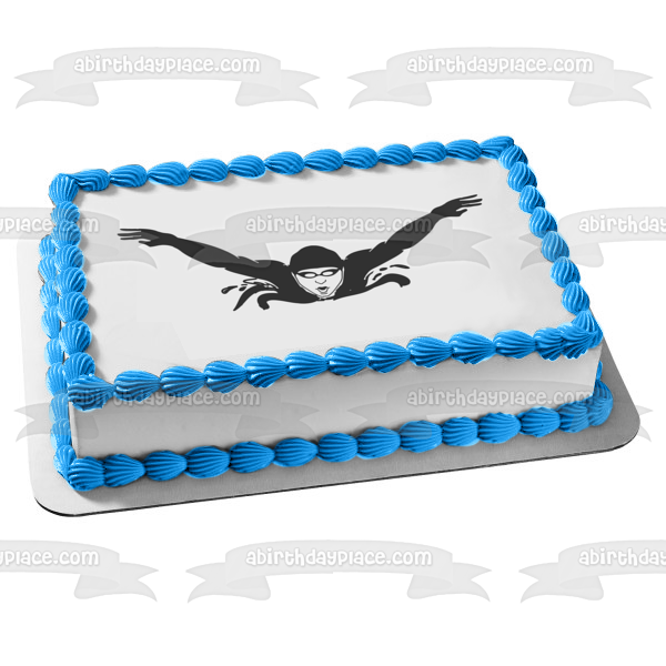 Competitive or Hobby Swimming Silhouette Edible Cake Topper Image ABPID55887