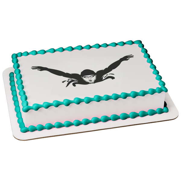 Competitive or Hobby Swimming Silhouette Edible Cake Topper Image ABPID55887