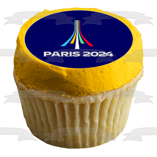 Imágenes de decoración comestible para cupcakes con el logotipo de los Juegos Olímpicos de Verano de París 2024 ABPID55991 