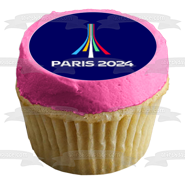 Imágenes de decoración comestible para cupcakes con el logotipo de los Juegos Olímpicos de Verano de París 2024 ABPID55991 