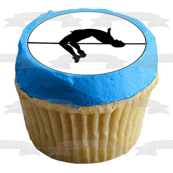 Gymnastics High Jump Sport Silhouette Edible Cupcake Topper Images ABPID55897